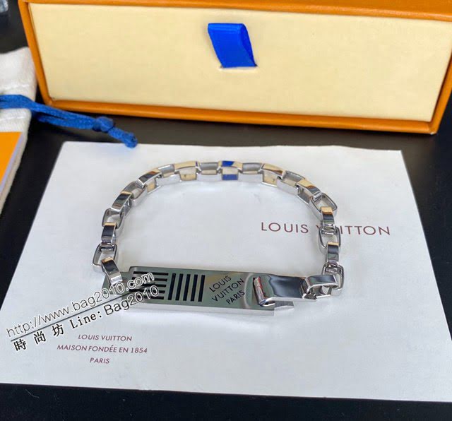 Louis Vuitton新款飾品 路易威登粗鏈條手鏈 LV電鍍銀色手環  zglv2128